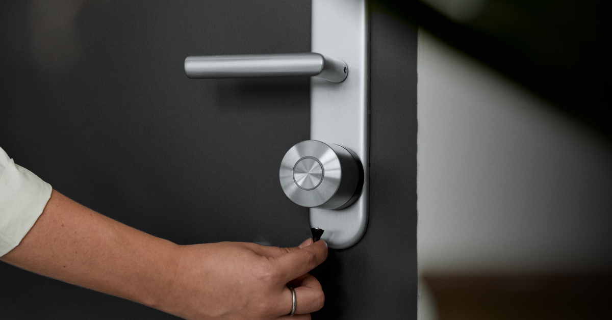 Nuki Smart Lock Ultra being charged on-door