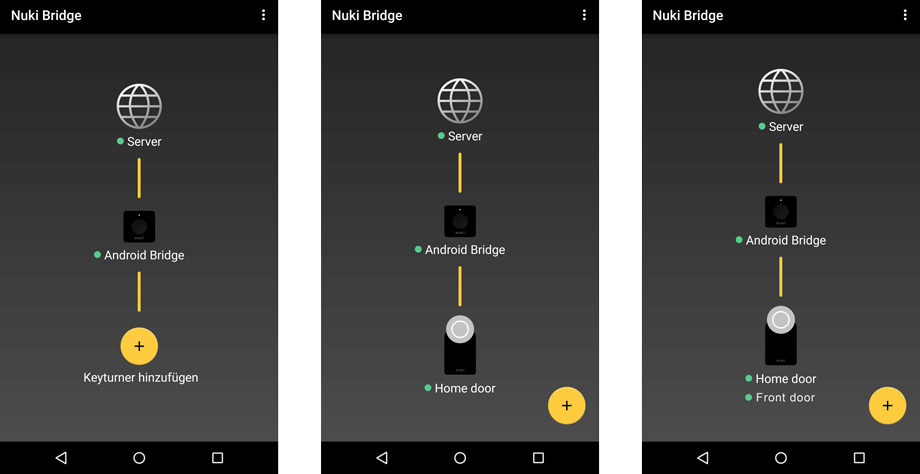 Screenshots der Android-Bridge-App